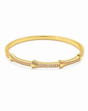 Fancy Gold Plated Pink Stone Studded Kada / Stylish American Diamond Bracelet for Women