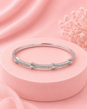 Fancy Stylish American Diamond Silver Kada / Trendy Partywear Bracelet for Women