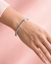Fancy Stylish American Diamond Silver Kada / Trendy Partywear Bracelet for Women