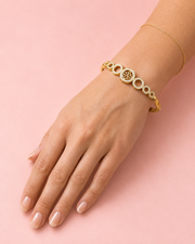Fancy Stylish Gold Plated AD Stone Bracelet / Partywear American Diamond Kada for Women