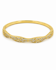 Elegant Geometric CZ Gold-Plated Hinged Bangle | Cubic Zirconia Studded Kada Bracelet for Women