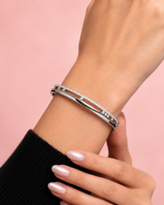 Trendy Dual Line Fancy American Diamond Kada / Silver Plated Bracelet for Women & Girls