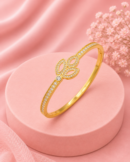 Fancy Stylish Gold Plated Leaf Bangle | Trending AD Stone Kada for Women | Partywear Jewelry