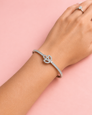 Fancy Stylish Silver Leaf Kada | Trending American Diamond Bracelet for Women