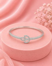 Fancy Stylish Silver Leaf Kada | Trending American Diamond Bracelet for Women