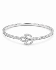 Fancy Stylish Silver Leaf Kada | Trending American Diamond Bracelet for Women