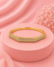 Stylish Hexagon Diamond Kada / Partywear Gold Plated Fancy Bracelet for Women