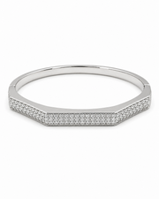 Fancy Stylish Hexagonal American Diamond Kada | Silver Plated Partywear Bracelet