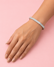 Fancy Stylish Hexagonal American Diamond Kada | Silver Plated Partywear Bracelet