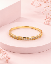 Stylish Gold-Plated CZ Kada | Fancy Partywear American Diamond Bangle for Women | Free Size Openable Bracelet