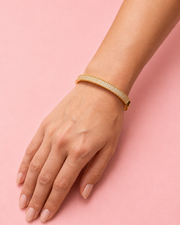 Stylish Gold-Plated CZ Kada | Fancy Partywear American Diamond Bangle for Women | Free Size Openable Bracelet