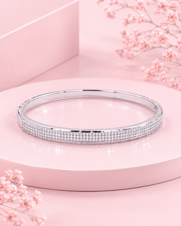 Fancy Silver Plated Stylish American Diamond Bangle / Partywear Stone Kada for Women
