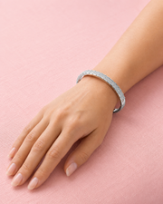 Fancy Silver Plated Stylish American Diamond Bangle / Partywear Stone Kada for Women