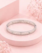 Stylish Silver Fancy Textured Kada | Partywear Stone Studded Bracelet for Women
