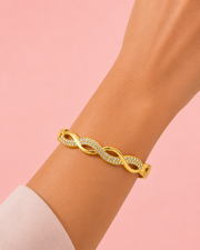Fancy Stylish Gold Plated Infinity Kada / Partywear AD Stone Bracelet for Women