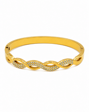 Fancy Stylish Gold Plated Infinity Kada / Partywear AD Stone Bracelet for Women