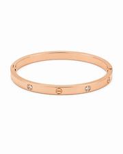 Fancy Stylish Rose Gold Screw Design Stone Studded Partywear Bangle / Kada
