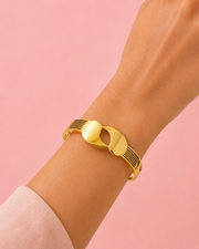 Fancy Gold Plated Interlocking Designer Kada / Stylish Partywear Bracelet for Women