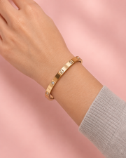Fancy Stylish Rose Gold Screw Design Stone Studded Partywear Bangle / Kada