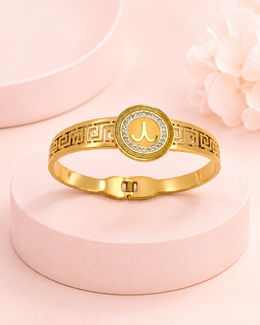 Fancy Gold Plated Greek Pattern Kada | Stylish Crystal Bracelet | Trending Partywear Jewelry