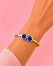 Fancy Dual-Tone Evil Eye Kada / Stylish Protection Bracelet for Women & Girls