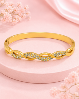 Fancy Stylish Gold Plated Infinity Kada / Partywear AD Stone Bracelet for Women