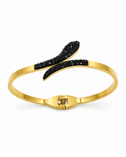 Fancy Designer Snake Kada | Stylish Gold Plated Black Stone Bracelet for Girls | Partywear Jewelry