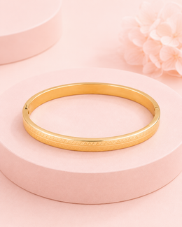 Fancy Gold Plated Geometric Kada | Stylish Daily Wear Bangle | Partywear Unisex Bracelet