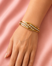 Trendy Gold Plated Multi-Layered Crystal Kada | Fancy Partywear Bangle for Women | Stylish Bracelet