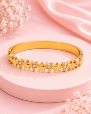 Stylish Gold Plated Star Studded Kada Bangle for Women and Girls