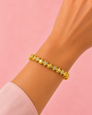 Stylish Gold Plated Star Studded Kada Bangle for Women and Girls