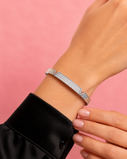 Fancy Stylish American Diamond Silver Kada / Trending Western Partywear Bracelet for Women