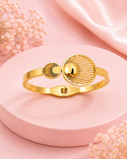 Stylish Gold Plated Fan Design Partywear Cuff Bangle Kada for Girls and Women
