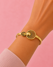 Stylish Gold Plated Fan Design Partywear Cuff Bangle Kada for Girls and Women