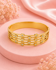 Fancy Stylish 4-Layer Gold Plated Bangle | Trendy Partywear Kada for Women