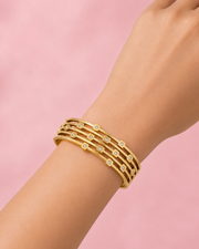 Fancy Stylish 4-Layer Gold Plated Bangle | Trendy Partywear Kada for Women