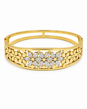 Fancy Gold Plated Floral Kada / Stylish Partywear Flower Bangle for Women