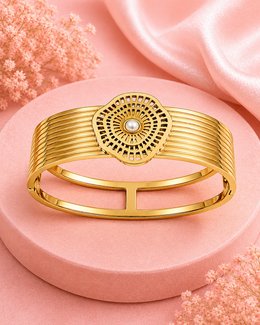 Trending Stylish Gold-Plated Fancy Partywear Pearl Kada / Cuff Bangle