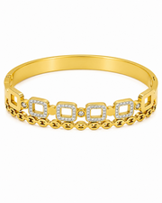 Fancy Stylish Dual-Layer Gold Plated Square Kada | Trending Partywear Stone Bracelet for Women
