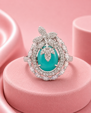 tylish Mint Green Stone Silver Plated Adjustable Cocktail Ring for Women and Girls