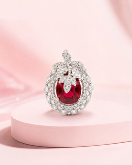 Stylish Ruby Red Cocktail Ring - Fancy Partywear Adjustable Ring for Women