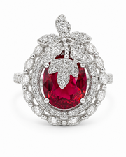 Stylish Ruby Red Cocktail Ring - Fancy Partywear Adjustable Ring for Women