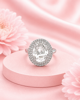 Fancy Stylish Oval American Diamond Adjustable Cocktail Ring / Partywear Ring for Women.