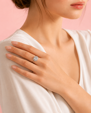 Fancy Stylish Oval American Diamond Adjustable Cocktail Ring / Partywear Ring for Women.