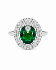 Stylish Fancy Green Emerald Stone Cocktail Ring | Adjustable Partywear Ring for Women