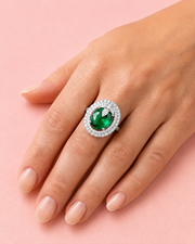 Stylish Fancy Green Emerald Stone Cocktail Ring | Adjustable Partywear Ring for Women