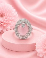 Fancy Pink Stone Adjustable Cocktail Ring | Stylish Partywear Diamond Look Ring for Women