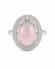 Fancy Pink Stone Adjustable Cocktail Ring | Stylish Partywear Diamond Look Ring for Women