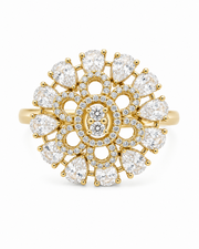 Stylish Fancy AD Stone Adjustable Big Cocktail Ring | Partywear Gold Plated Ring for Women