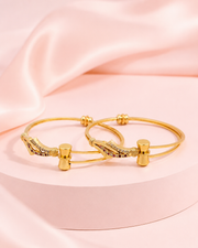 Stylish Fancy Adjustable Gold Kada Set - Partywear Imitation Bangles